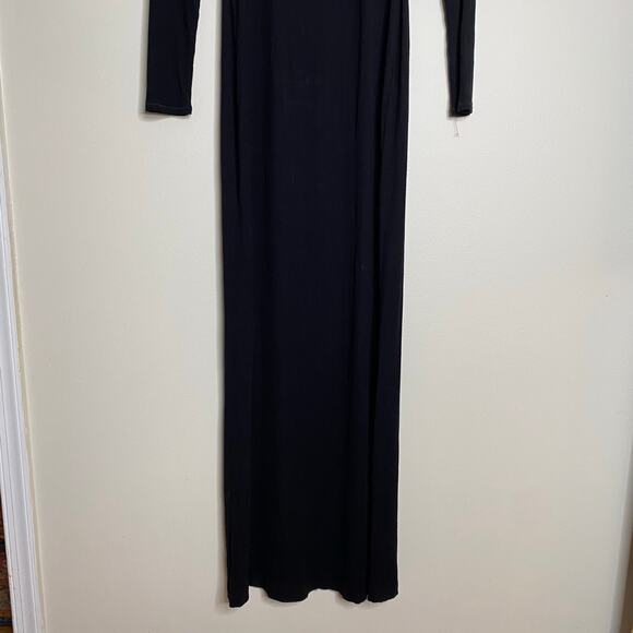 SKIMS Onyx Black Soft Lounge Ribbed Long Sleeve Maxi Dress Size XL - Picture 4 of 8